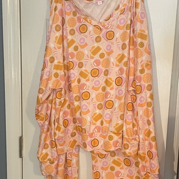 Pajama set fall orange & pies them long sleeve vneck size XL very soft material - Picture 2 of 6